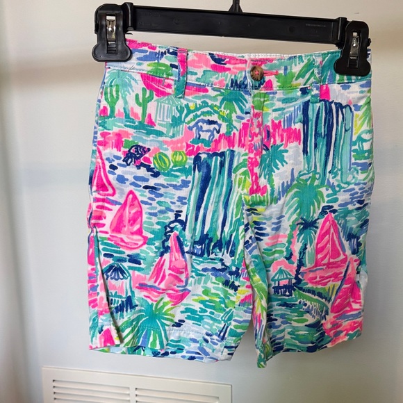 Lilly Pulitzer Other - Lilly Pulitzer Tropical Scene Cotton Shorts - Pink, Blue & Green